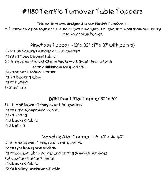 Terrific Turnover Table Toppers