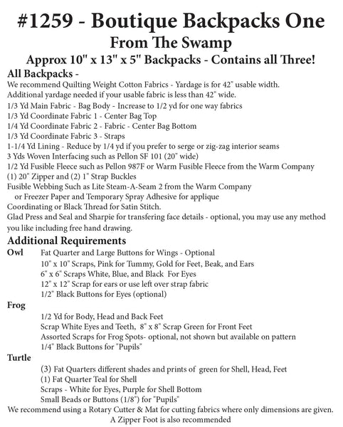 Boutique Backpacks One - From the Swamp