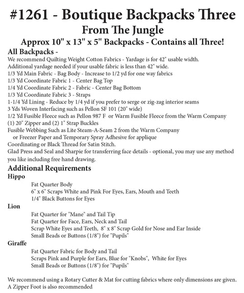 Boutique Backpacks Three - From the Jungle
