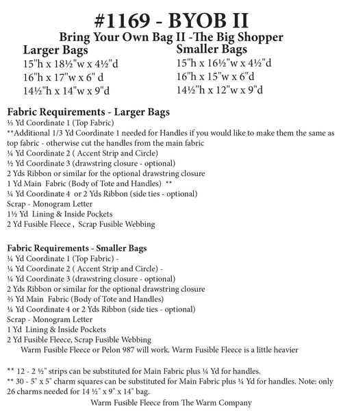 Bring Your Own Bag II (BYOB II)